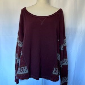 Free People dark maroon sweatshirt sweater top, size s/p, good shape, some wear